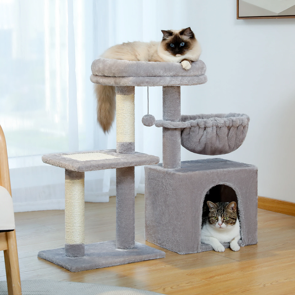 Arbre à chat design petite taille gris clair