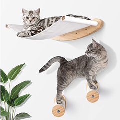 Arbre à chat mural double cylindre horizontal grattoir et hamac