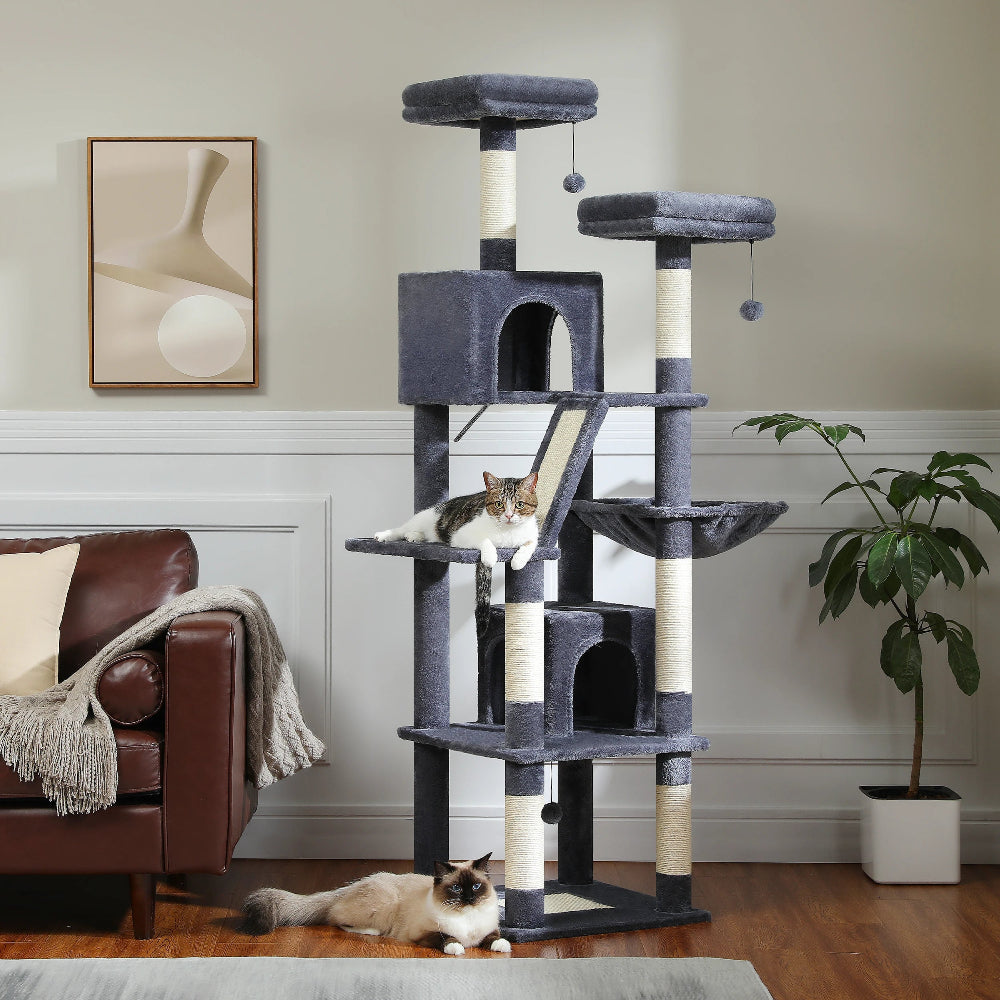 Arbre à chat xl grands félins gris foncé
