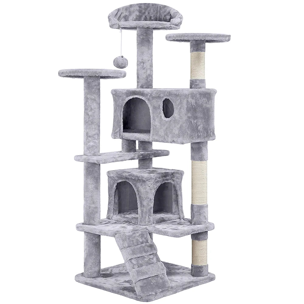Arbre à chat xl multi-félins gris clair