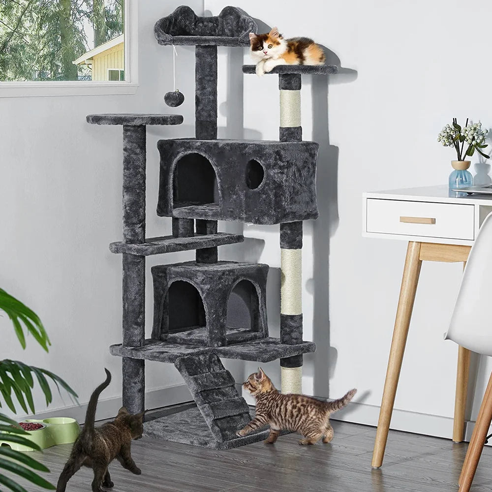Arbre à chat xl multi-félins gris foncé