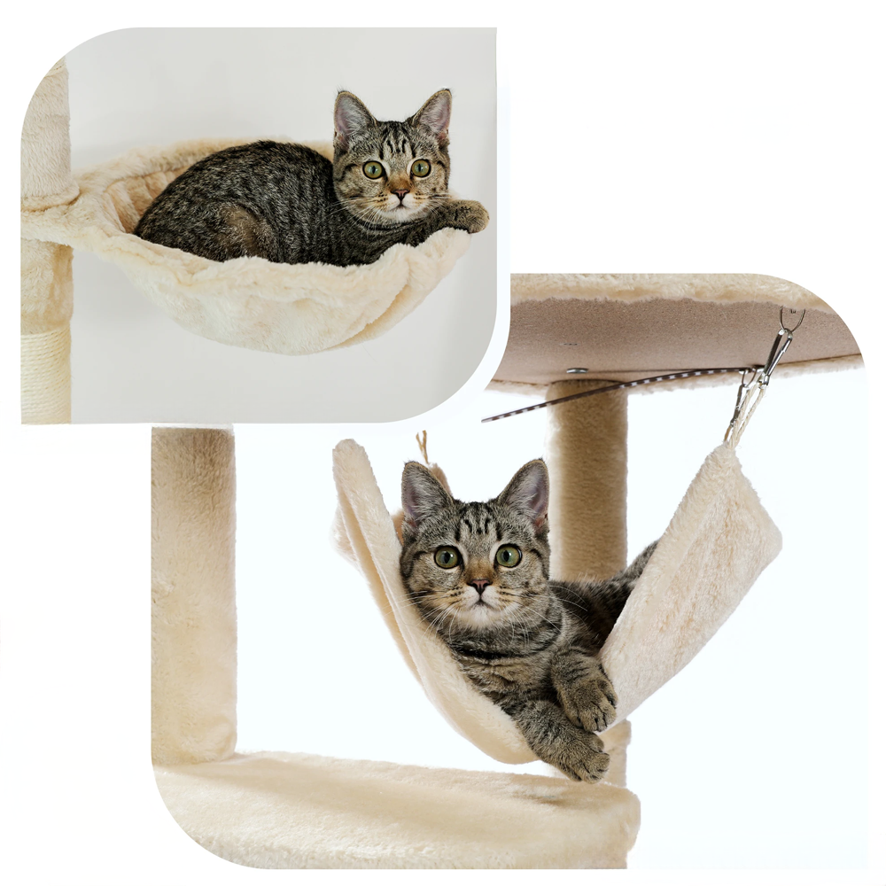 Arbre à chat design escalade beige hamac