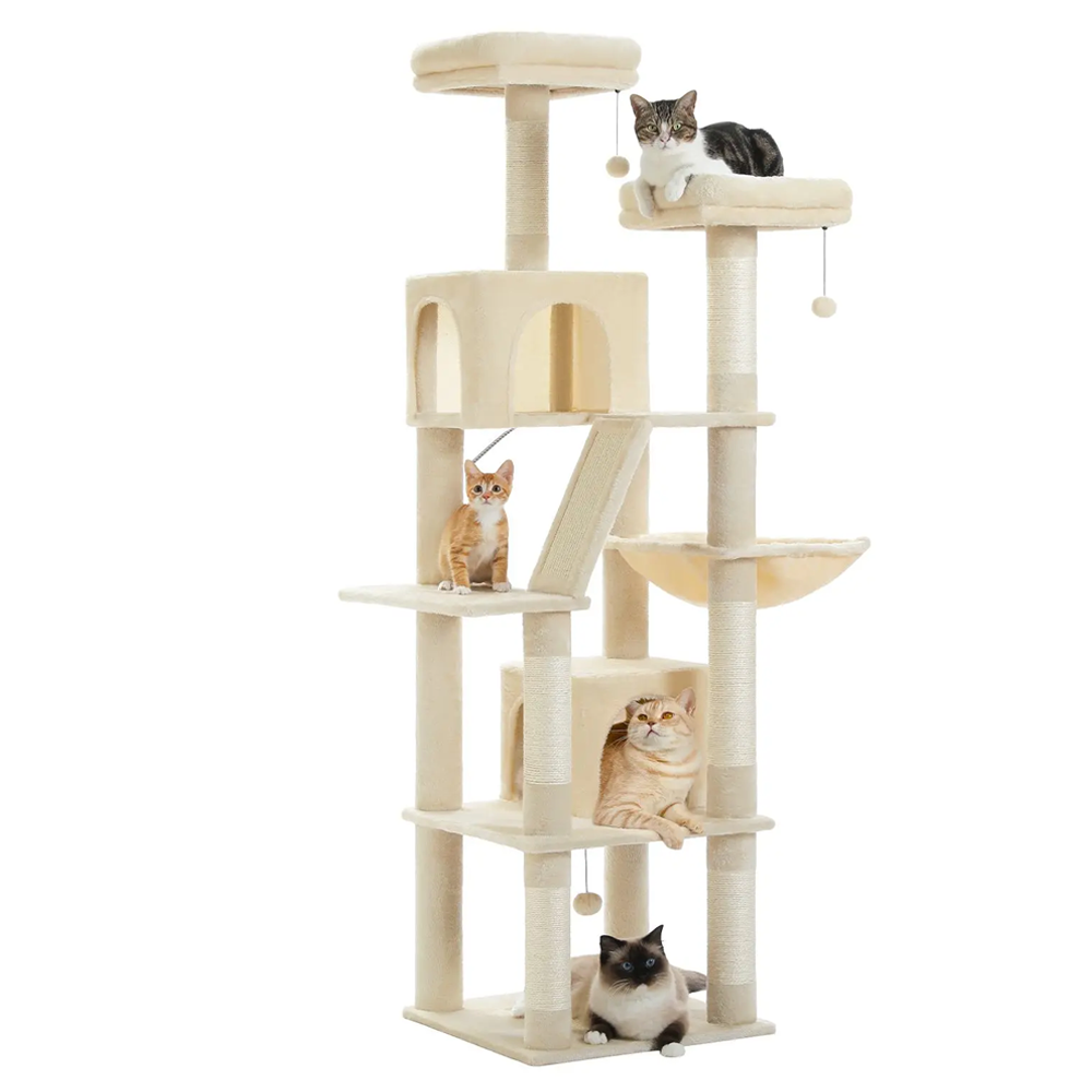 Arbre à chat xl grands félins gris beige