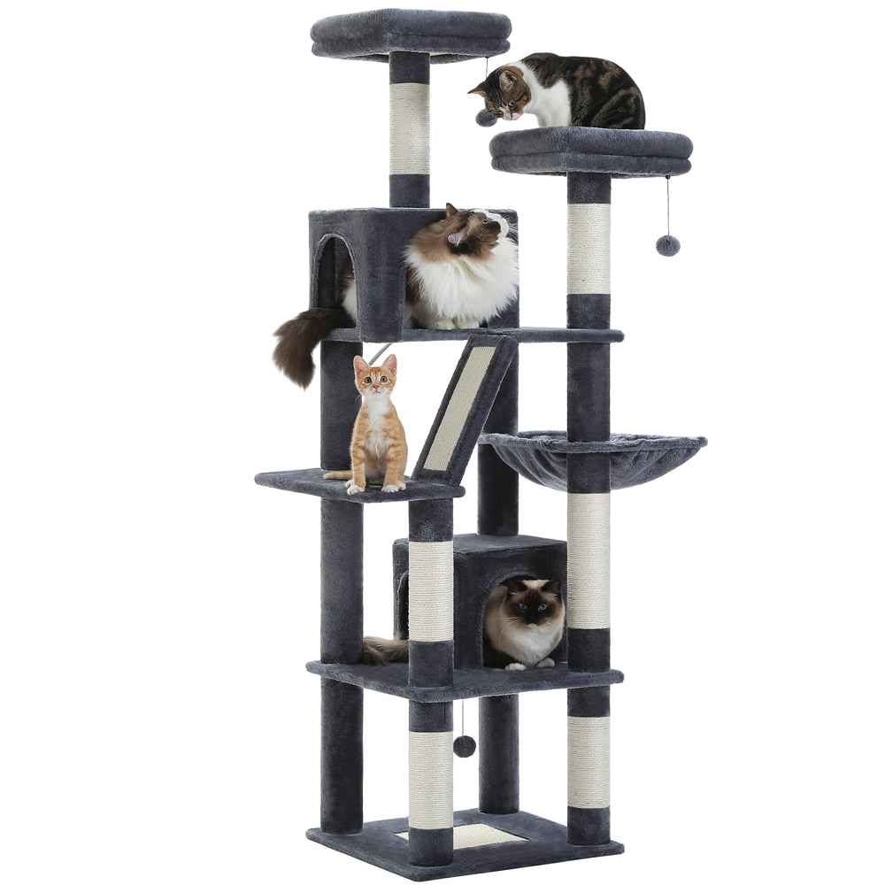 Arbre à chat xl grands félins gris foncé
