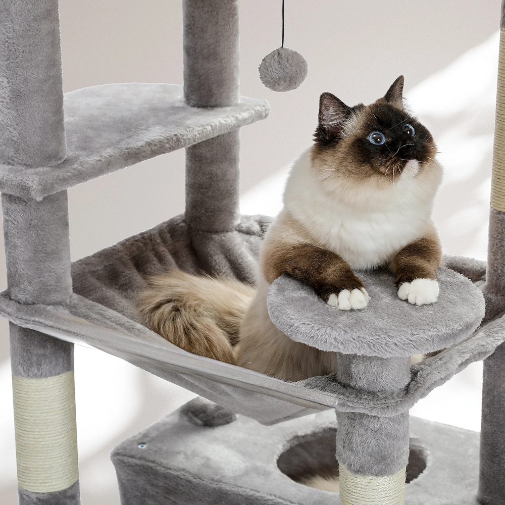 Arbre à chat xl multi-confort gris clair hamac et plateforme