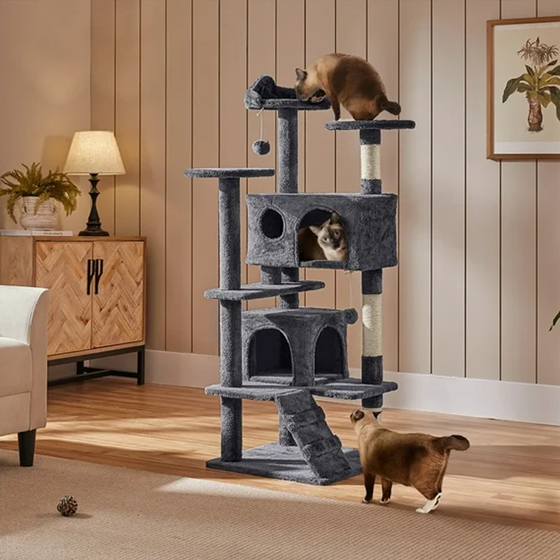 Arbre à chat xl multi-félins gris foncé