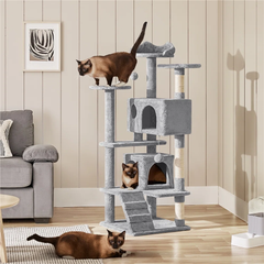Arbre à chat xl multi-félins gris clair