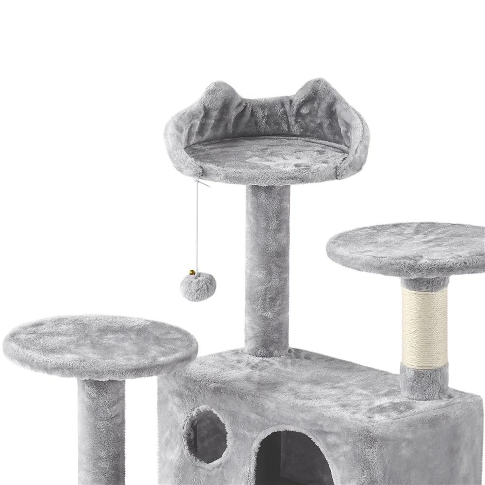 Arbre à chat xl multi-félins gris clair plateforme de repos